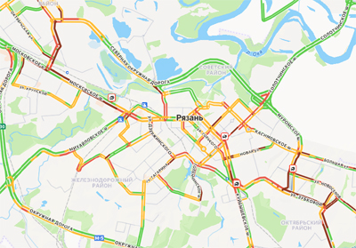 В Рязани вновь образовались 10-балльные пробки