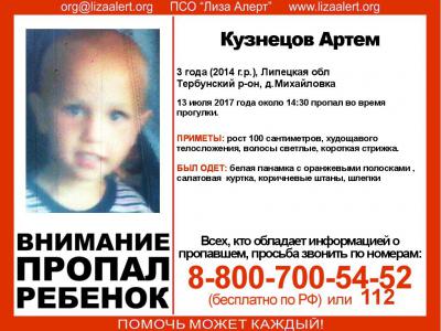Рязанцев просят помочь в поисках трёхлетнего липчанина