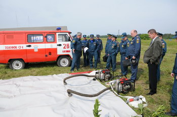 В Сельцах прошло показное занятие по ликвидации условного пожара