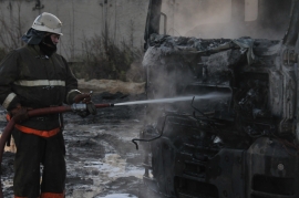 В Рязани cгорел грузовик