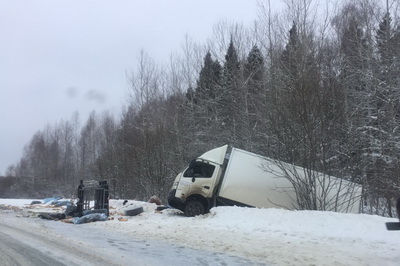 В Касимовском районе грузовик вылетел в кювет