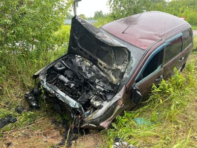 В Рязани Lada Kalina слетела с дороги и загорелась, пострадали четыре юноши