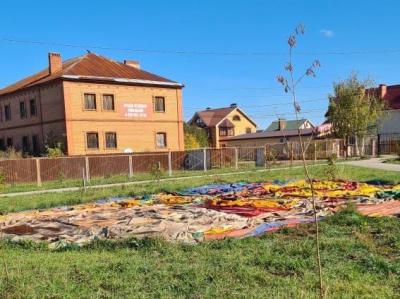 В Рязани батутом испортили газон