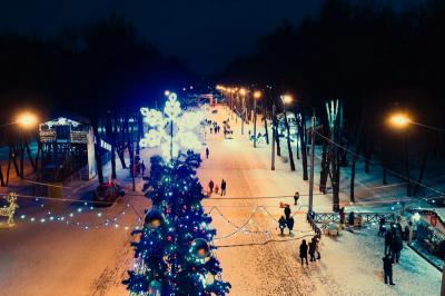 Украшенный рязанский Лесопарк показали с высоты птичьего полёта