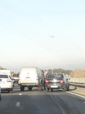 На Солотчинском шоссе из-за аварии увеличилась пробка