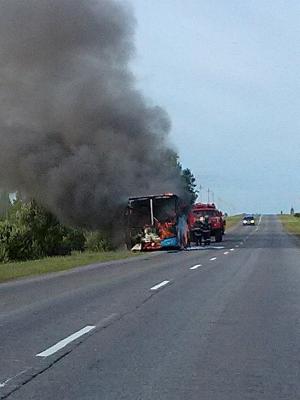 На трассе Сапожок – Рязань сгорел автобус