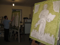 В храме в учебном центре Сельцы продолжается изготовление иконостаса