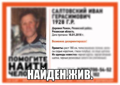 Пропавший под Рязанью пенсионер найден живым