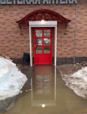До двери аптеки в центре Михайлова можно добраться только вплавь
