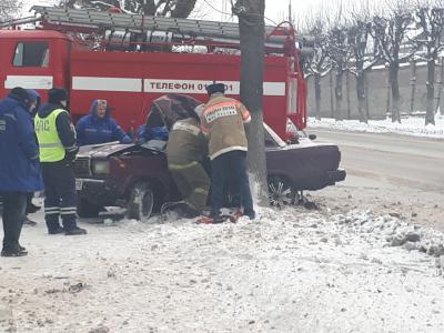 На улице Горького «семёрка» въехала в дерево