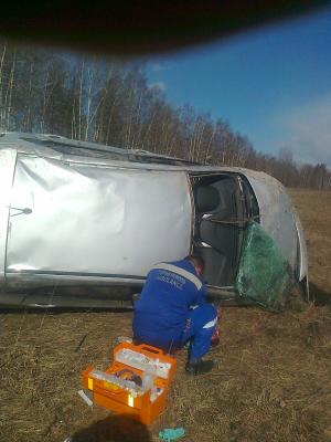 Под Рязанью перевернулся Hyundai