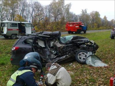 На рязанском участке М5 автобус расплющил Hyundai