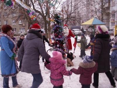 Дворы Рязани украшают ёлки-модницы