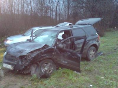 На рязанском участке М5 расплющило два Ford