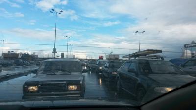 На выезде из Рязани в Солотчу вновь пробка