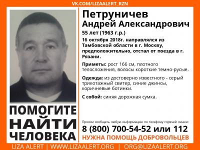 Рязанцев просят помочь в поисках отставшего от поезда мужчины