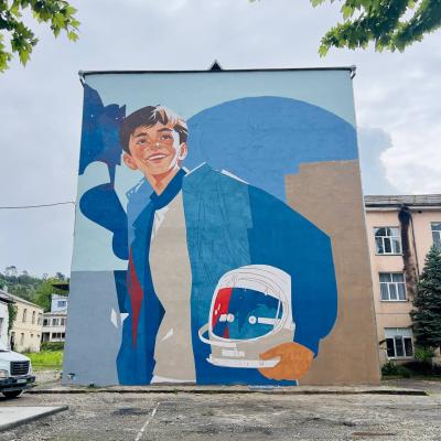 Рязанец Александр Дёмкин создал мурал в Абхазии