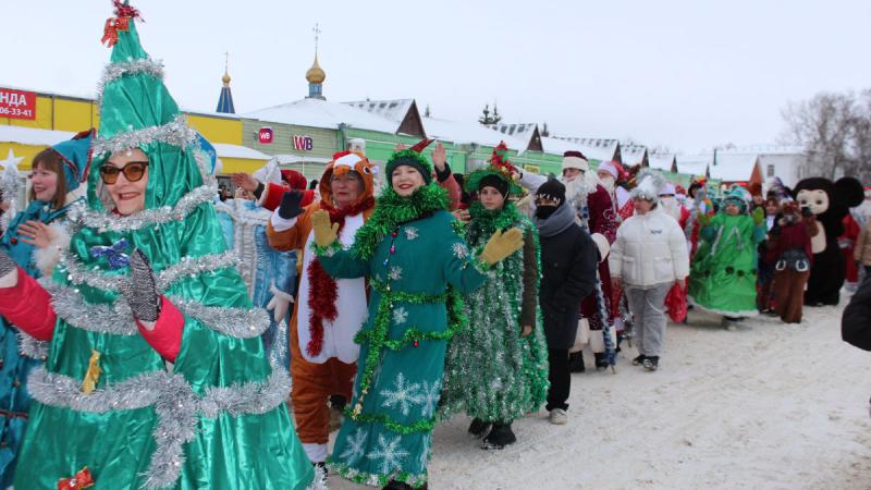 В Рязанской области на Рождество провели парад с Дедами Морозами, Бабками-Ёжками и поросятами