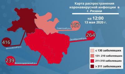 В Рязани проживает 1076 человек с коронавирусом